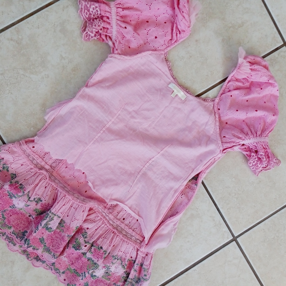 LoveShackFancy Pink Eyelet Floral Mini Dress - Picture 11 of 16